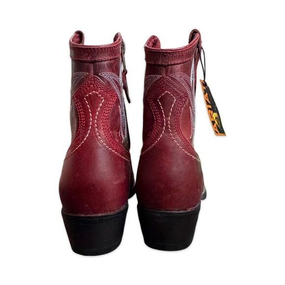 Ariat Billie Retro Red Leather Western Ankle Boots Zip Womens Size 7 B NWOB - Picture 5 of 10